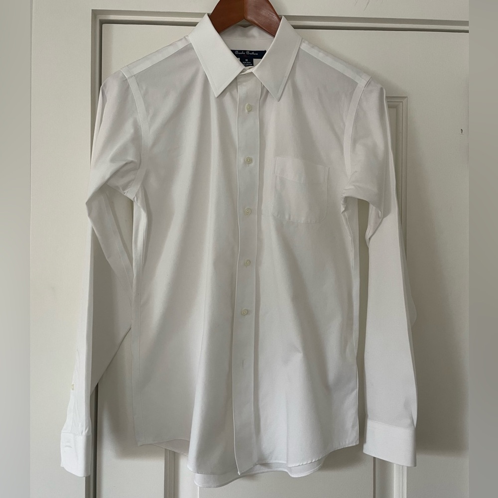 Youth (or Woman XS) White dress shirt and blue bow